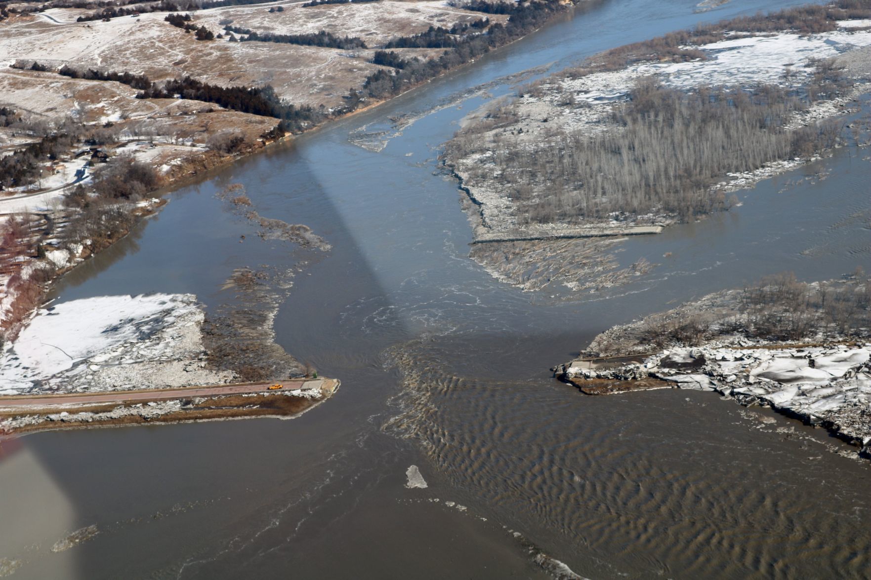 The Morman bridge on Highway 12 between Niobrara and Niobrara State Park was wiped out by a flood.